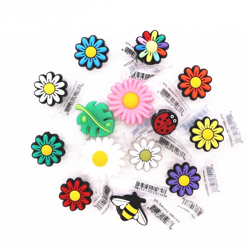 Jibbitz Crocs Button Dễ thương đầy màu sắc Daisy loạt giày trang trí Mini Bee Ladyboy phong cách giày phù hiệu FZL11