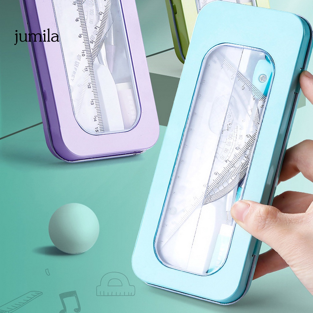 Bộ 7 Thước Đo Kèm La Bàn Dùng Trong Học Toán