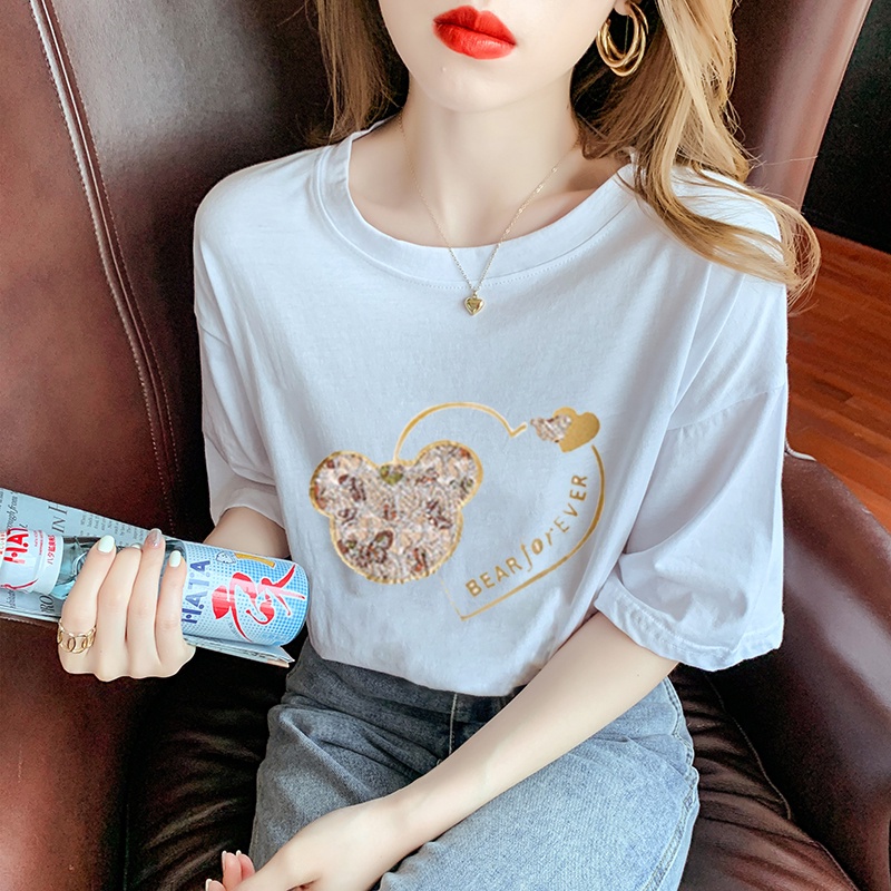 NRVP Áo thun 100% cotton tay ngắn dáng rộng thời trang