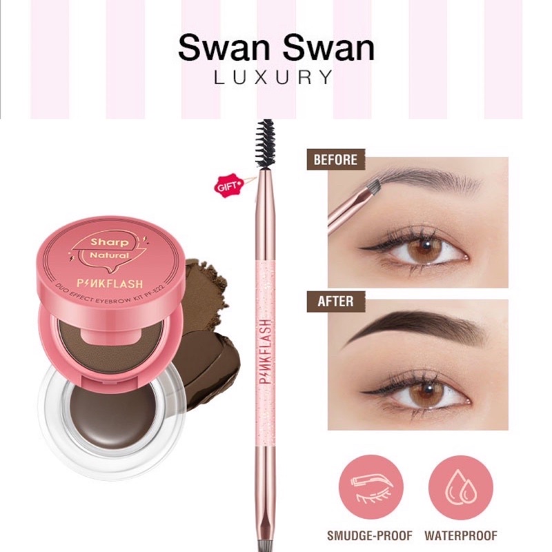 Bột Và Kem Trang Điểm Lông Mày Pink Flash 2 Trong 1