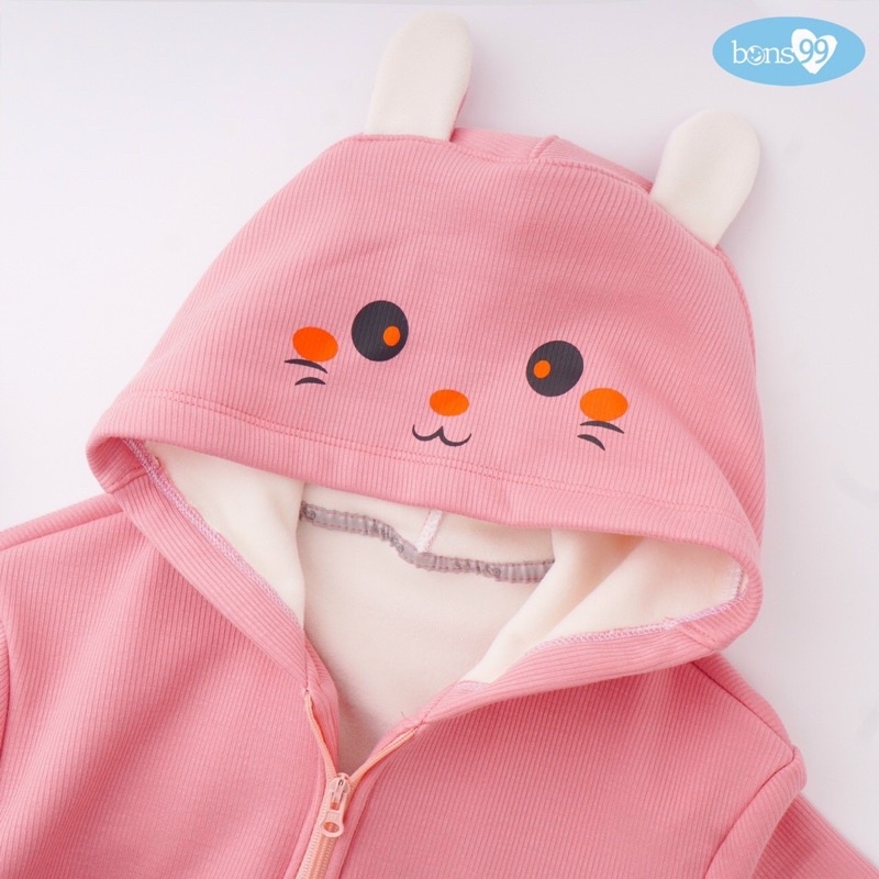 Áo khoác có mũ măng lông dày ấm cho bé BONS99