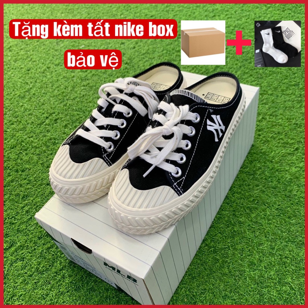 Giày mlb Sục Thể Thao Nữ Thêu chữ NY , Sục bata đạp gót đế bánh mì 3cm bản cao cất đẹp nhất thị trường