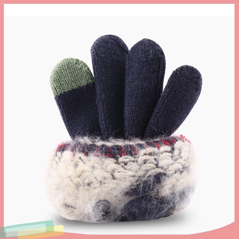 Găng Tay Len Giữ Ấm Họa Tiết Giáng Sinh Xinh Xắn