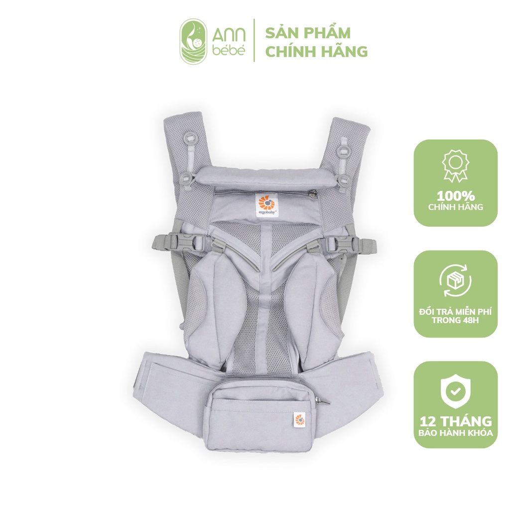 Địu Em Bé ERGOBABY OMNI 360 AM - Màu PEARL GREY Cao Cấp Thoáng Mát Cho Bé Từ 0 Đến 24 Tháng Tuổi