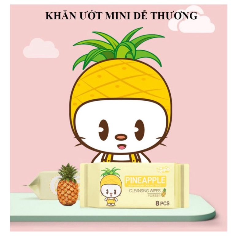 Khăn giấy ướt mini bỏ túi tiện lợi set 8 gói không mùi