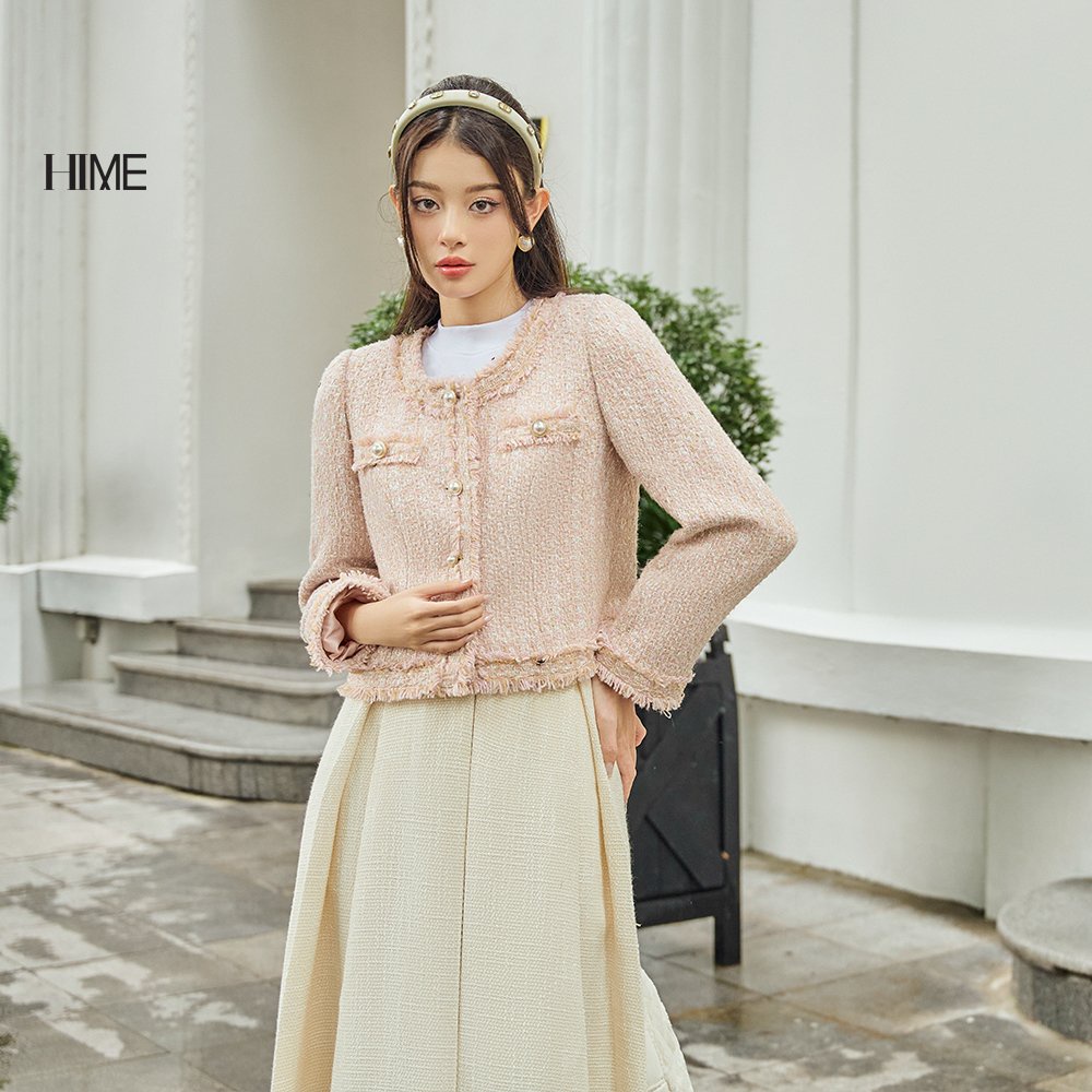 Áo khoác dạ tweed cài khuy ngọc HIME H174