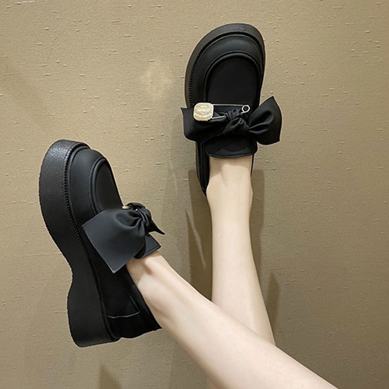 One Giày Da Thắt Nơ Phong Cách Anh Quốc Cổ Điển Dành Cho Nữ