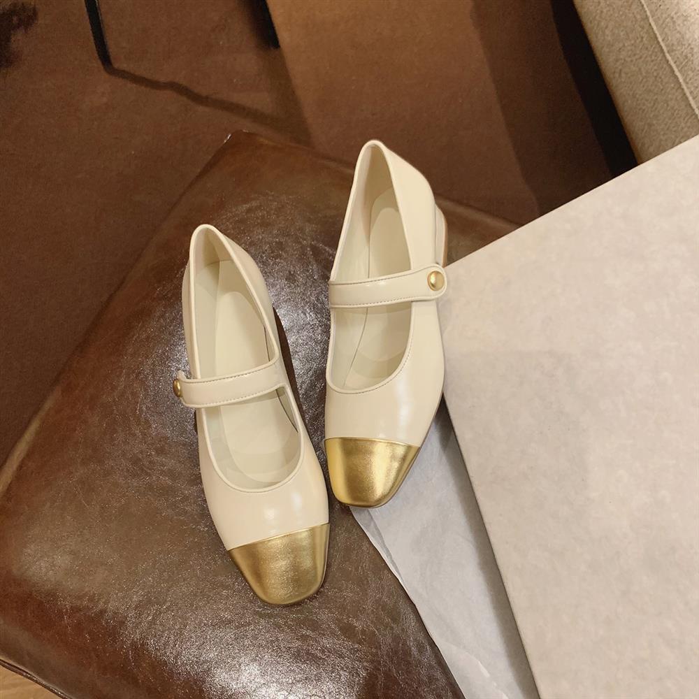 Giày Búp Bê Gót Dày Một Dây Màu Sắc Retro Pháp Thời Trang 2022 Cho Nữ