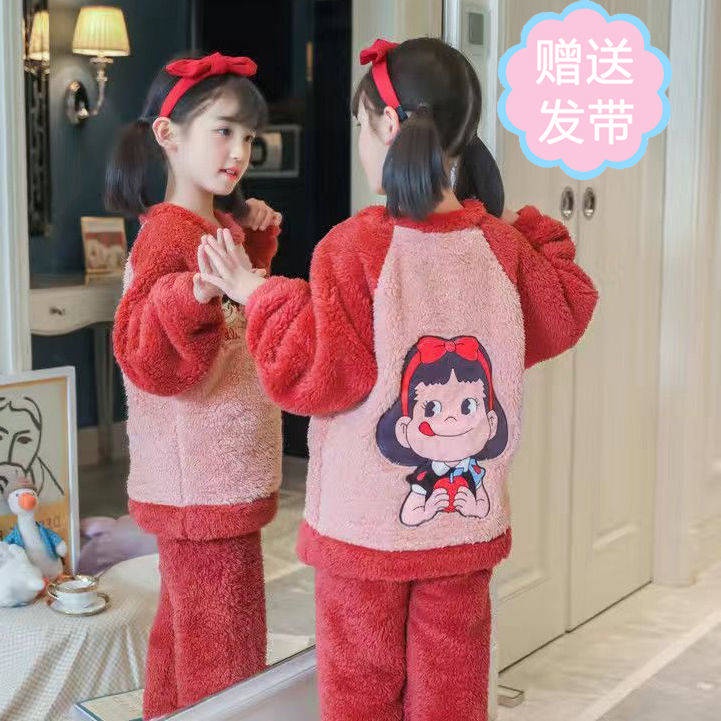 Dép Bông Đi Trong Nhà Mùa Đông Xinh Xắn Cho Bé 3-18 Tuổi#Bộ Đồ Ngủ Pijama 39; s 39; s Cho Nữ#39; s Bộ Đồ Dày Ấm Áp Sang Trọng Cho Trẻ Em &#Bộ Đồ Mặc Nhà Vải Lông Cừu San Hô Tay Dài 39; s