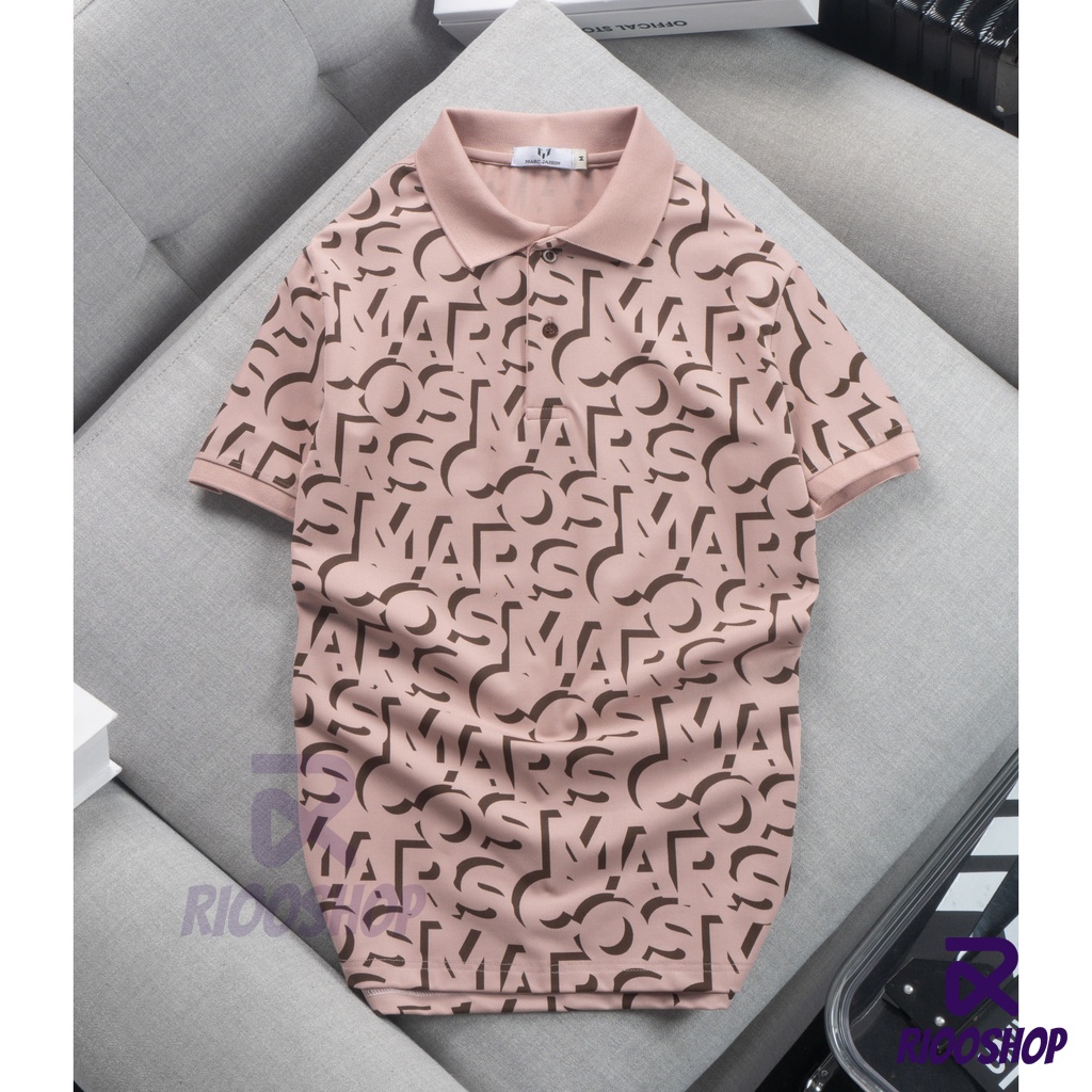 Áo polo nam họa tiết, áo phông nam có cổ vnxk tay ngắn thiết kế cao cấp, đẹp màu trắng, hồng, xanh rêu RIOOSHOP RSP080