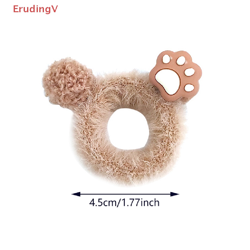 Dây Cột Tóc Co Giãn Bọc Vải Lông Màu Cà Phê Dễ Thương Phong Cách Hàn Quốc Cho Bé Gái