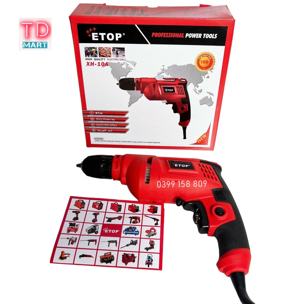 Máy khoan điện đầu 10 ly ETOP XH-10A Công suất 620W - Lõi đồng 100%