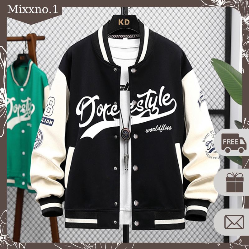 Áo Khoác Bomber Bóng Chày Unisex Nam Nữ Phối Hoạ Tiết In Form Rộng Thời Trang Mixxno1 AO KHOAC NAM 045
