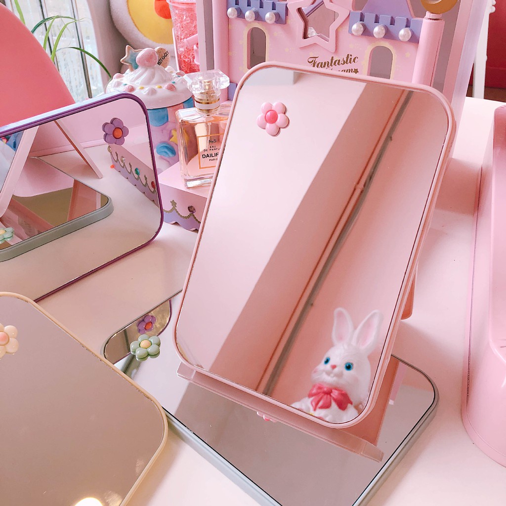 Gương Trang Điểm Hình Chữ Nhật Để Bàn Hàn Quốc Dễ Thương PINKWISH HA401