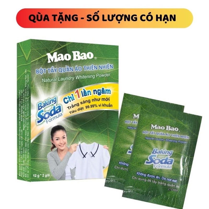 Bột Tẩy Quần Áo Thiên Nhiên Mao Bao chứa công thức Baking soda (12 g x 2 gói)