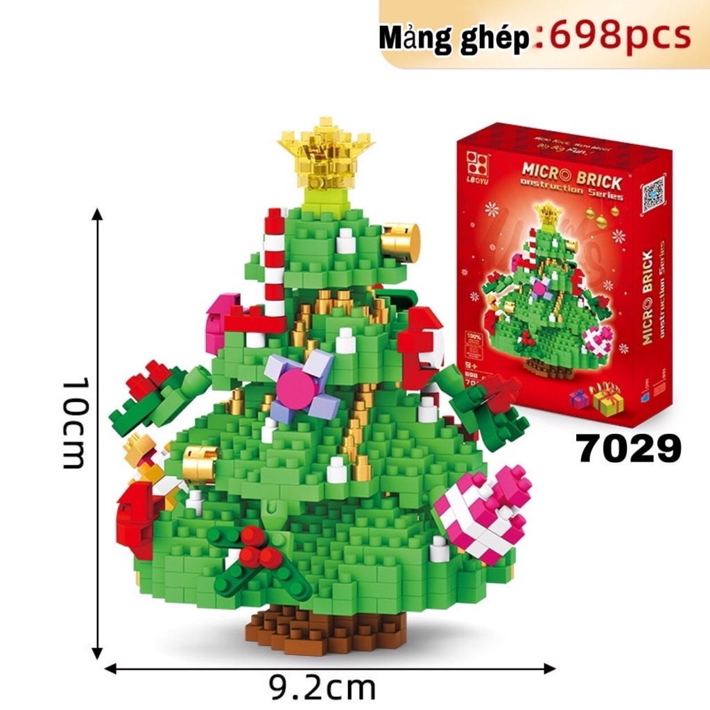 Bộ Đồ Chơi mô hình lắp ráp lego hình Ông già Noel, Cây Thông, Xe Trượt Tuyết, Sáng Tạo Quà tặng Dành Cho Nam Và Nữ