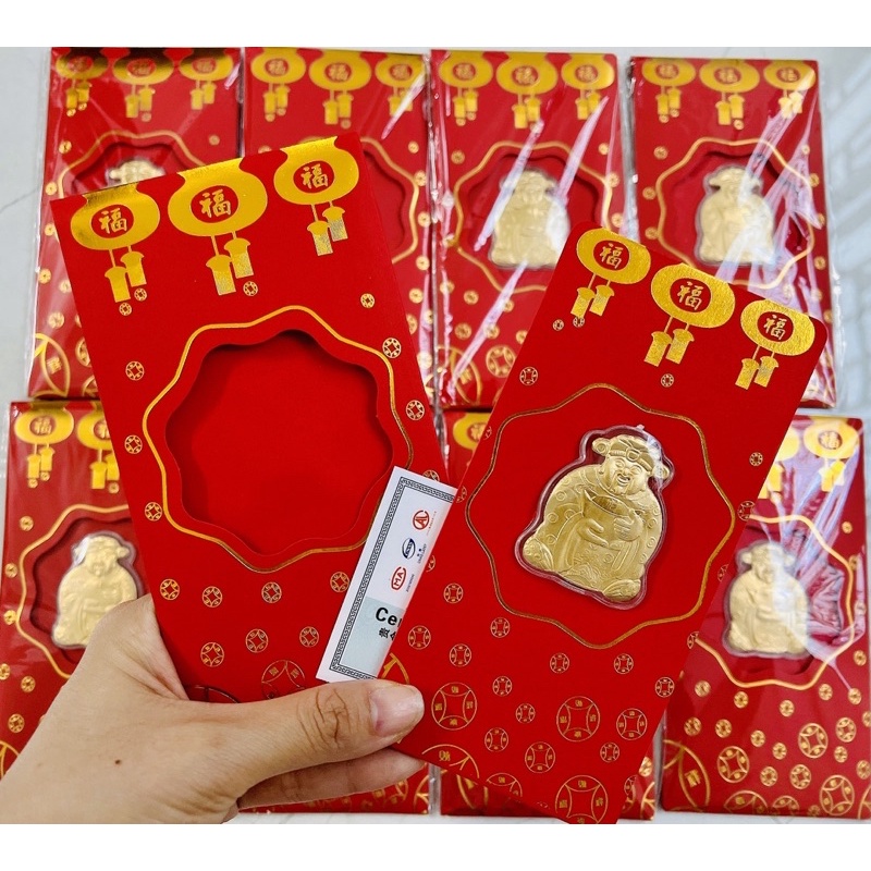 Sỉ 4k -Lì Xì Thần tài mạ vàng 24K May Mắn Rước Tài Lộc - 2023