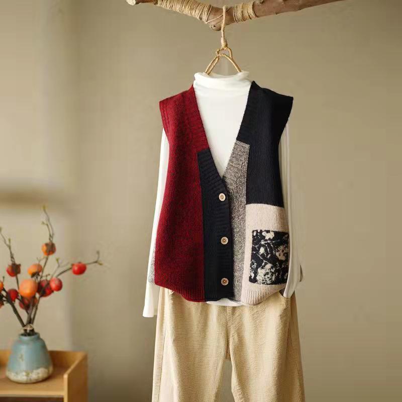 Áo Khoác Cardigan Dệt Kim Sát Nách Dáng Rộng Kiểu Retro Thời Trang Xuân Thu 2023 Cho Nữ