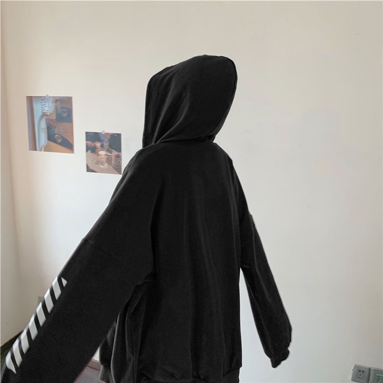 IELGY Áo Hoodie Mỏng Dáng Rộng Phối Khóa Kéo Phong Cách Hàn Quốc Cho Nữ