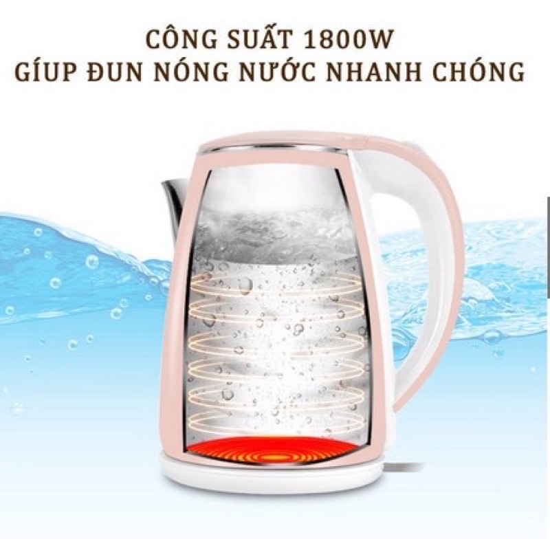 ( ĐÃ TEST ẤM) Ấm siêu tốc 2 lớp 2.5L JipLai Thái Lan Chính Hãng - Xuất Khẩu Việt Nam