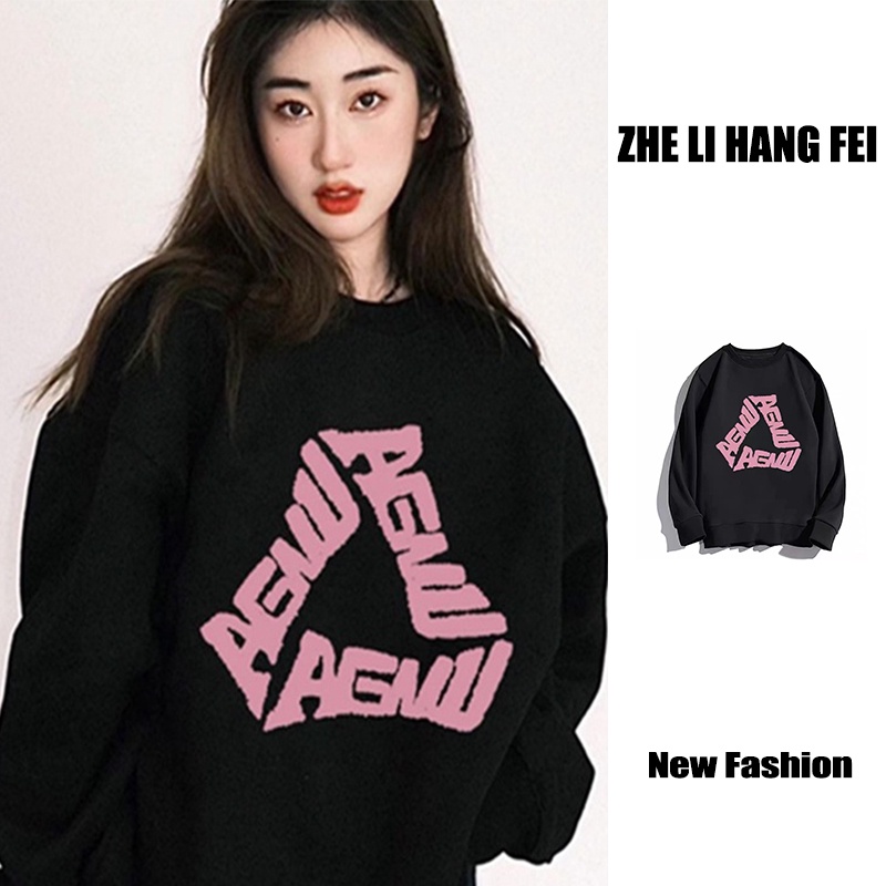 Áo sweater ZHELIHANGFEI dài tay in chữ thời trang trẻ trung cho nữ