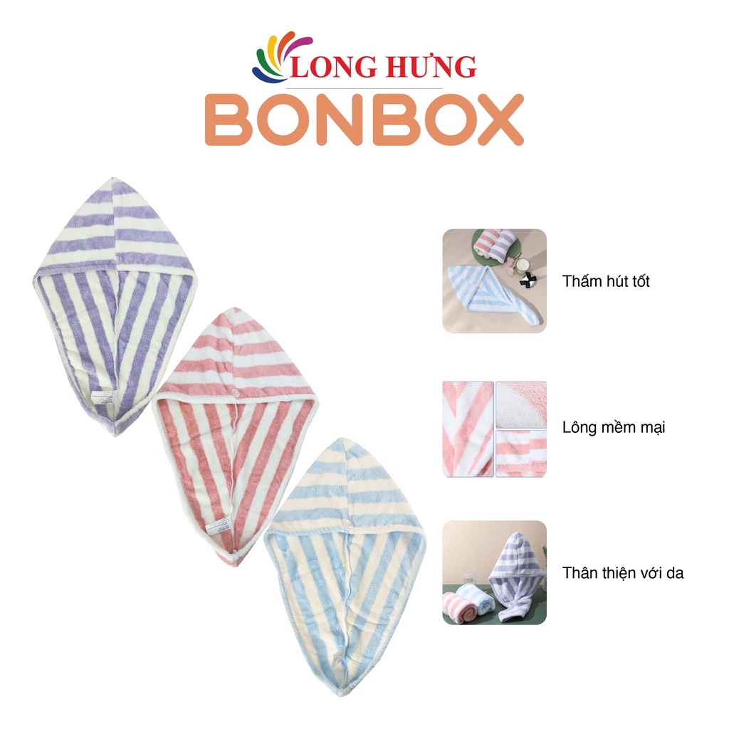 Khăn gội đầu quấn tóc BONBOX 60x25 cm BT10 - Hàng chính hãng