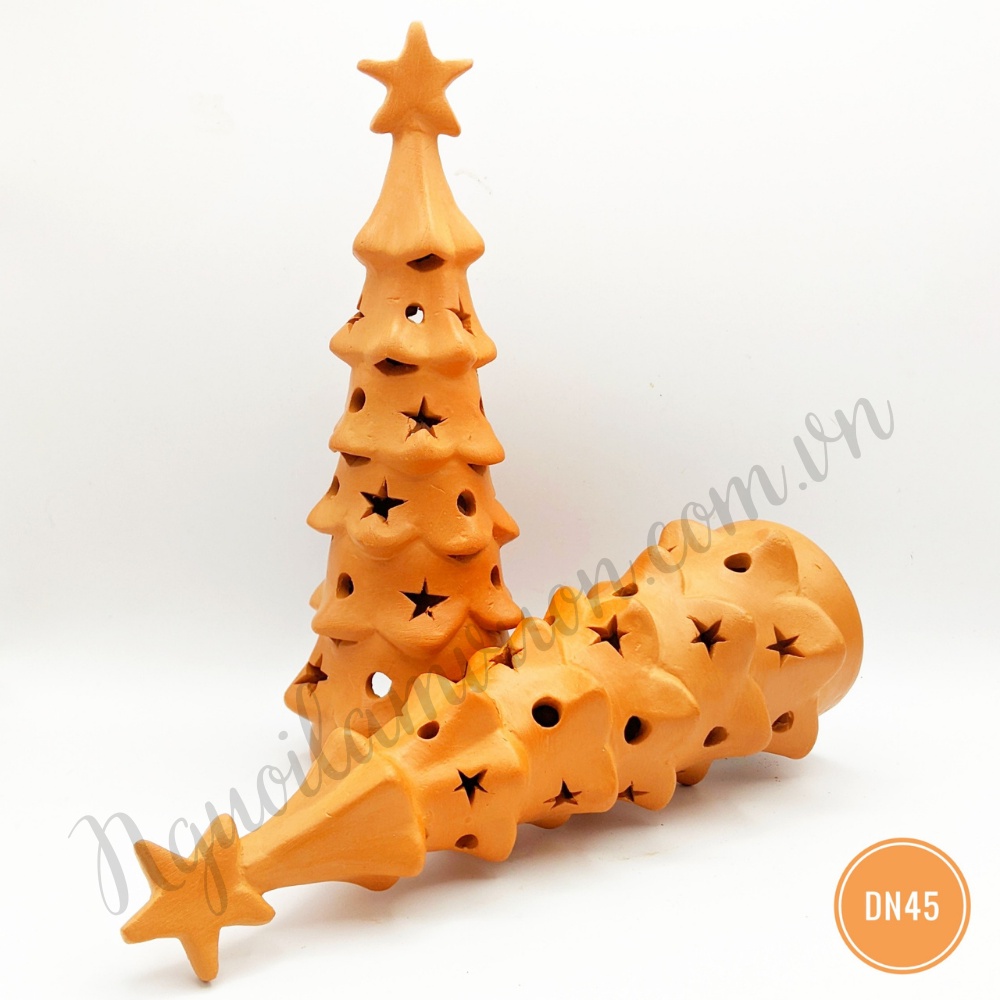 Đèn đốt nến trang trí cây thông Noel bằng đất nung - đèn đốt nến đất nung tạo cảm giác ấm áp