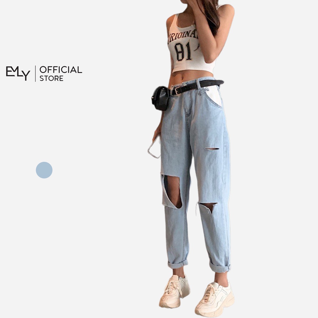 Quần jean bò baggy nữ jean cạp cao phong cách Hàn Quốc Ulzzang