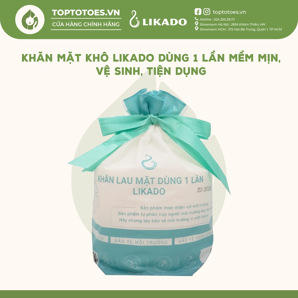 Khăn mặt khô Likado dùng 1 lần mềm mịn, vệ sinh, tiện dụng