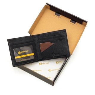 Ví ngang da bò MIN-09 chất da Miu Ý cao cấp, kích thước nhỏ gọn 11 x 9.5cm, bảo hành 03 năm, Anh Tho Leather