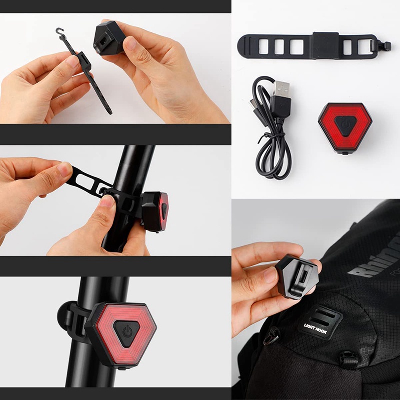 Đèn LED Đuôi Xe Đạp Thông Minh Bằng ABS Phát Hiện Phanh Tự Động Kèm Sạc USB Tiện Dụng Chất Lượng Cao