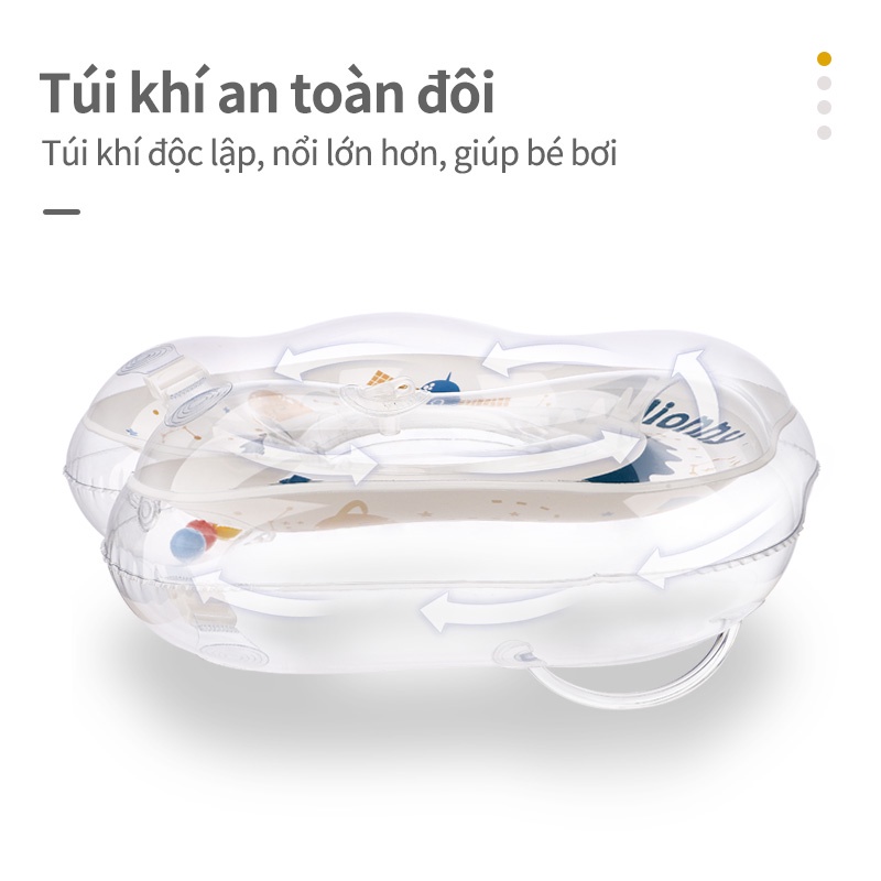Phao Bơi Đeo Cổ Trong Suốt Hình Tròn In Hoạt Hình Dành Cho Bé Sơ Sinh 0-8 Tháng Tuổi