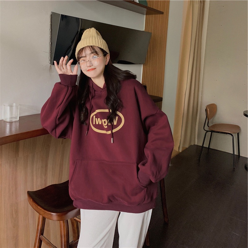 Áo hoodie nam nữ unisex，Áo Hoodie Form Rộng Tay Dài In Chữ Phong Cách Hàn Quốc