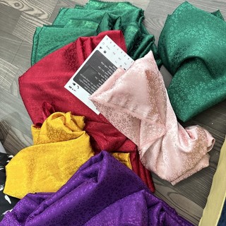 Vải Lụa Gấm gió hoa chìm xanh lá