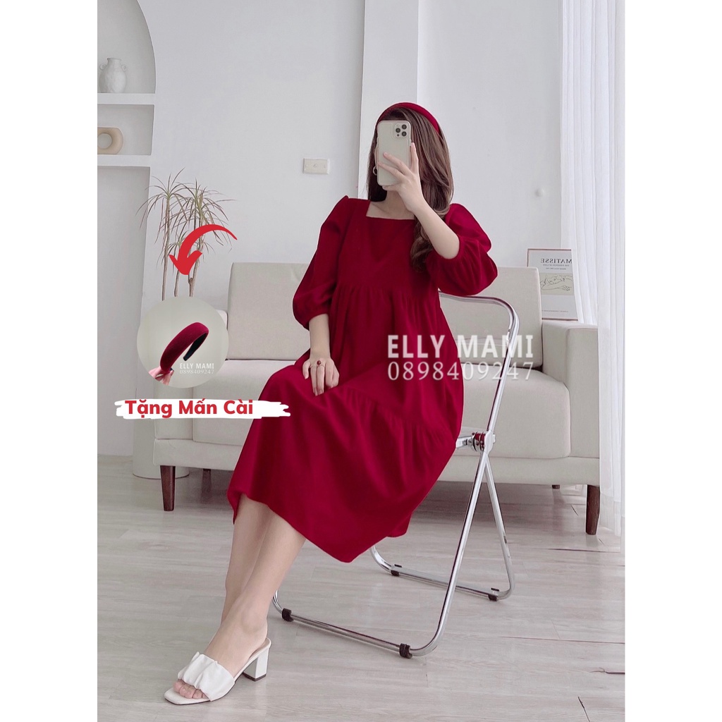 ( 40kg - 85kg ) [ Tặng Mấn Nhung ] Đầm Bầu , Suông Nhung Form Dễ Mặc Thoải Mái Suốt Thai Kì &amp; Sau Sinh Thiết Kế Cao Cấp
