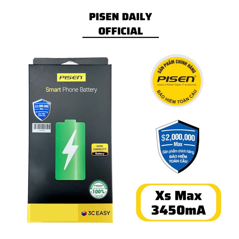 Pin Pisen Patech Dung Lượng Cao Xs Max (3450mA) Bảo Hành Toàn Quốc