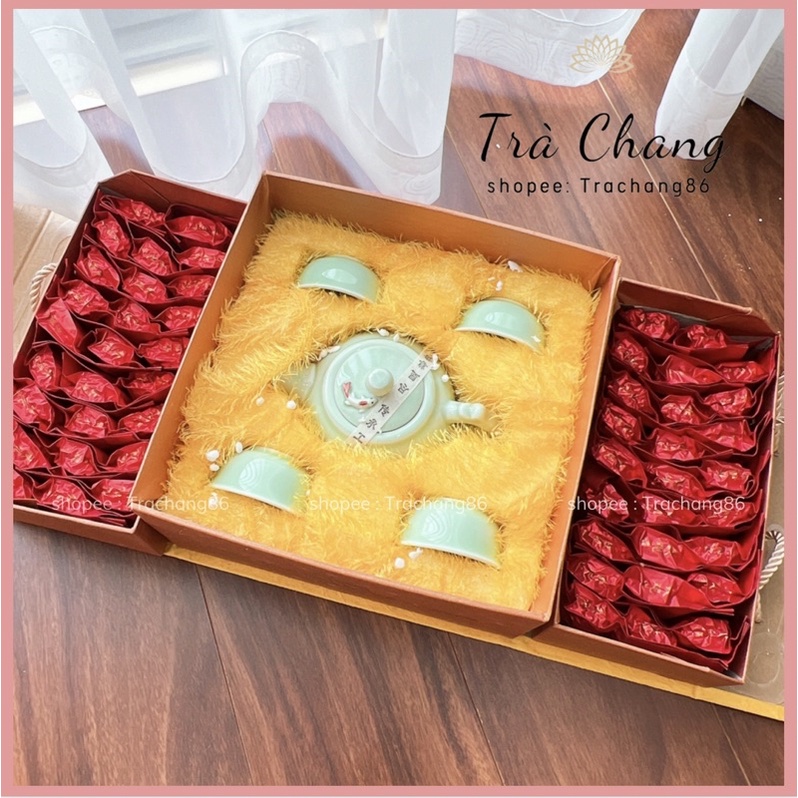 Trà thiết quan âm -Hộp trà quà tặngtết cao cấpmẫu mới 2022 🎀FREESHIP🎀 Trà xanh -tặng kèm bộ ấm sang trọng lị