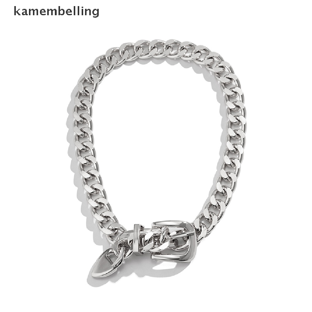 Kamembelling Vòng Cổ Choker Dây Xích Dày Có Khóa Kim Loại Phong Cách Punk Hip Hop Thời Trang Cho Nữ