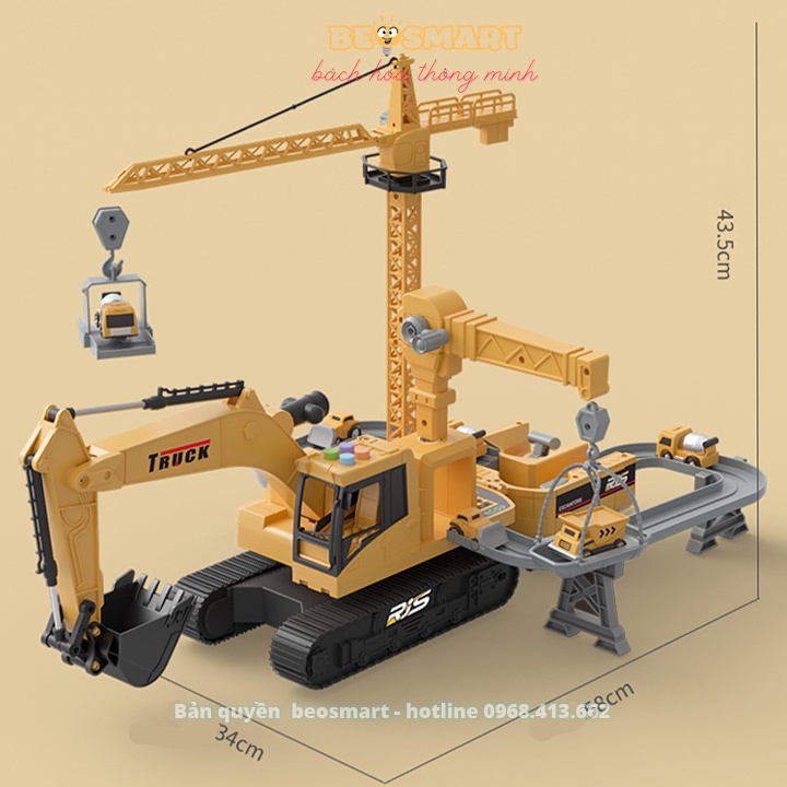 Đồ chơi robot biến hình, máy bay, ô tô biến hình có nhạc có đèn lắp ghép thành đường ray và công trình có sẵn xe nhỏ