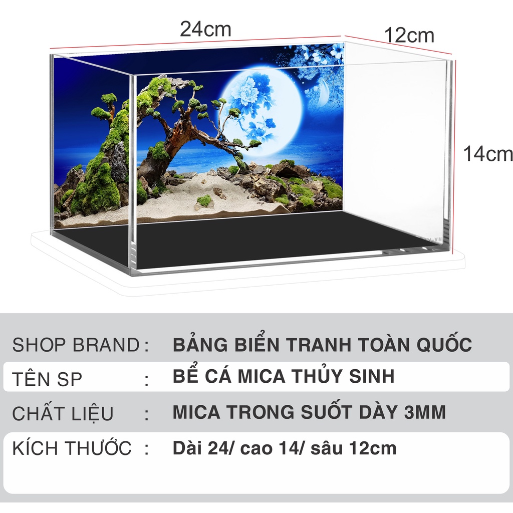 Bể cá mini để bàn thủy sinh giá rẻ chất liệu mica in hình mẫu trăng 1