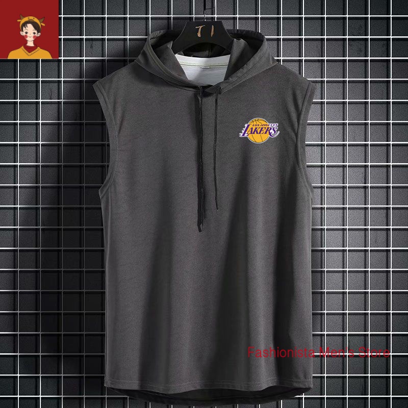 Áo Thun Thể Thao Sát Nách Có Mũ Trùm Dáng Suông Năng Động Thời Trang Hè Cho Nam