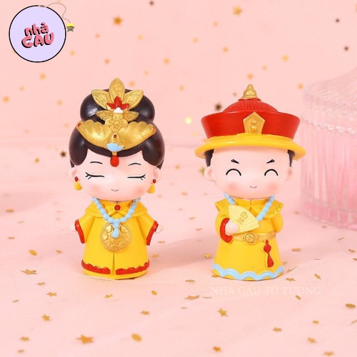 Tô tượng thạch cao hoàng thượng hoàng hậu size nhỏ 8cm