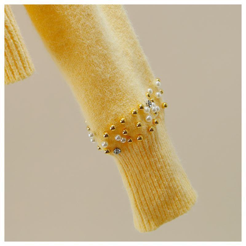 40-90kg Áo Khoác Cardigan Đính Hạt Kim Cương Cổ Tròn Dễ Phối Đồ Thời Trang Cho Nữ
