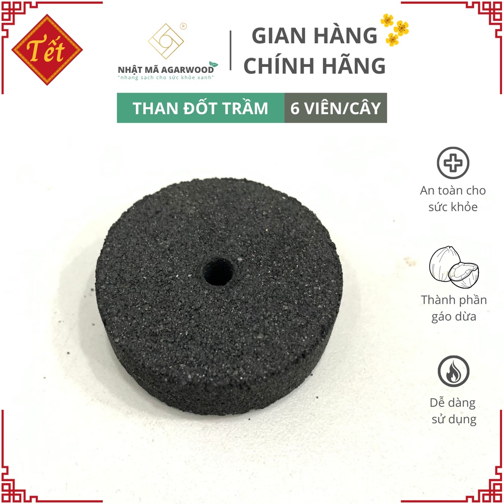 Than đốt trầm - Nhật Mã Agarwood - 6 viên/cây - không khói, không mùi, mồi nhanh