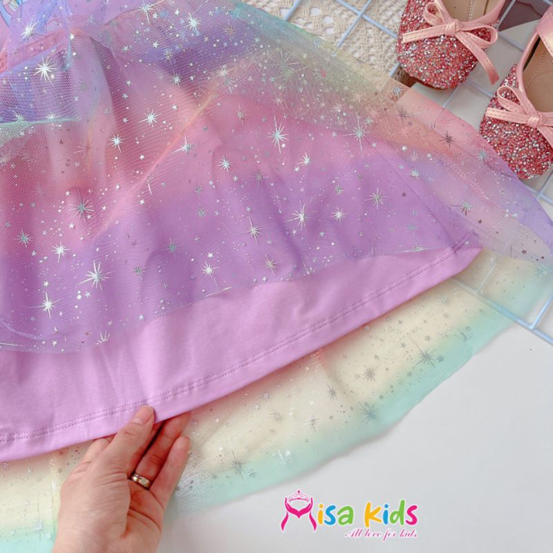 Đầm elsa phối lưới công chúa bé gái dễ thương