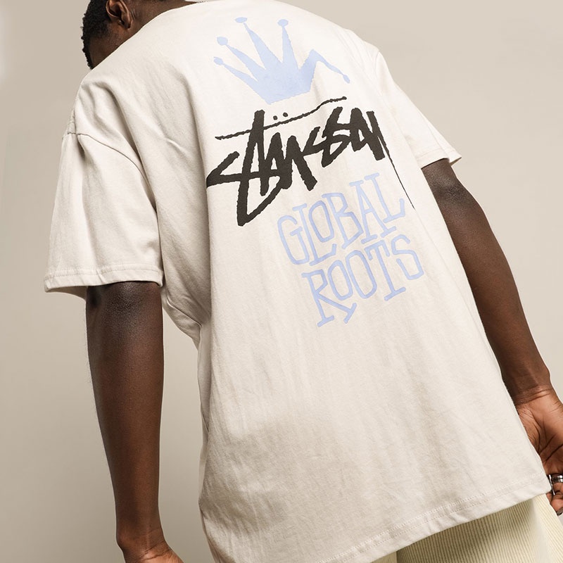 Stussy roots tee crown in áo ngắn tay nam và nữ cotton loose t-shirt