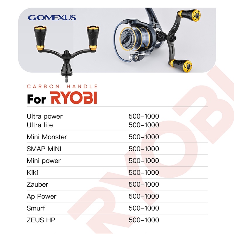 GOMEXUS Máy Câu Cá Mini Bằng Carbon 82mm TORAY Chuyên Dụng Cho Ryobi Ultra power Monster Ultra lite