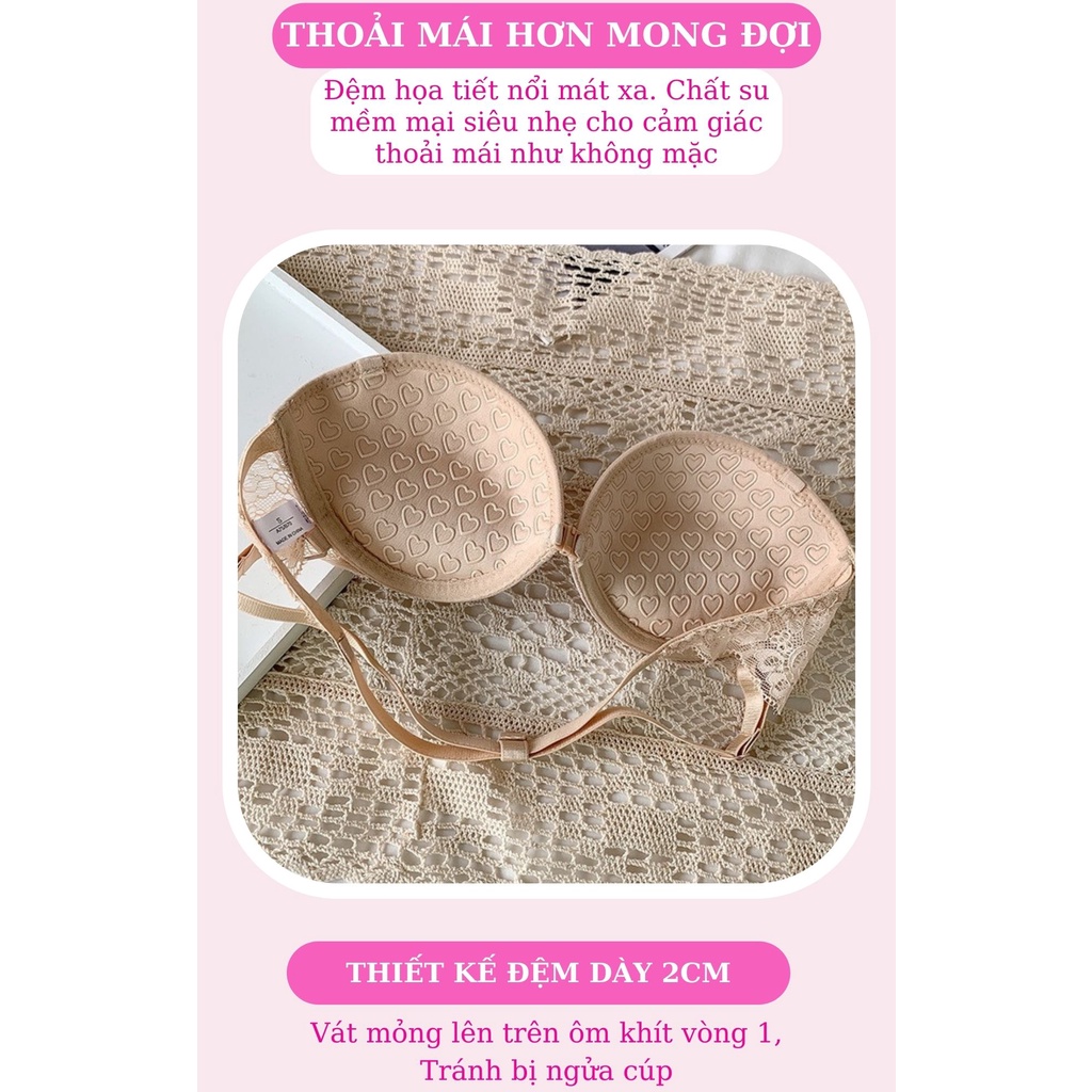 Áo lót cúp ngực nữ MiYours Fashion & More AC045 có gọng cài trước không dây chống tụt đệm dày nâng ngực tạo khe xinh