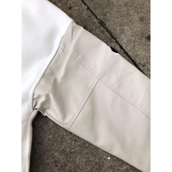 Áo khoác lv trắng thân dạ nỉ phối tay da phiên bản cao cấp mới nhất