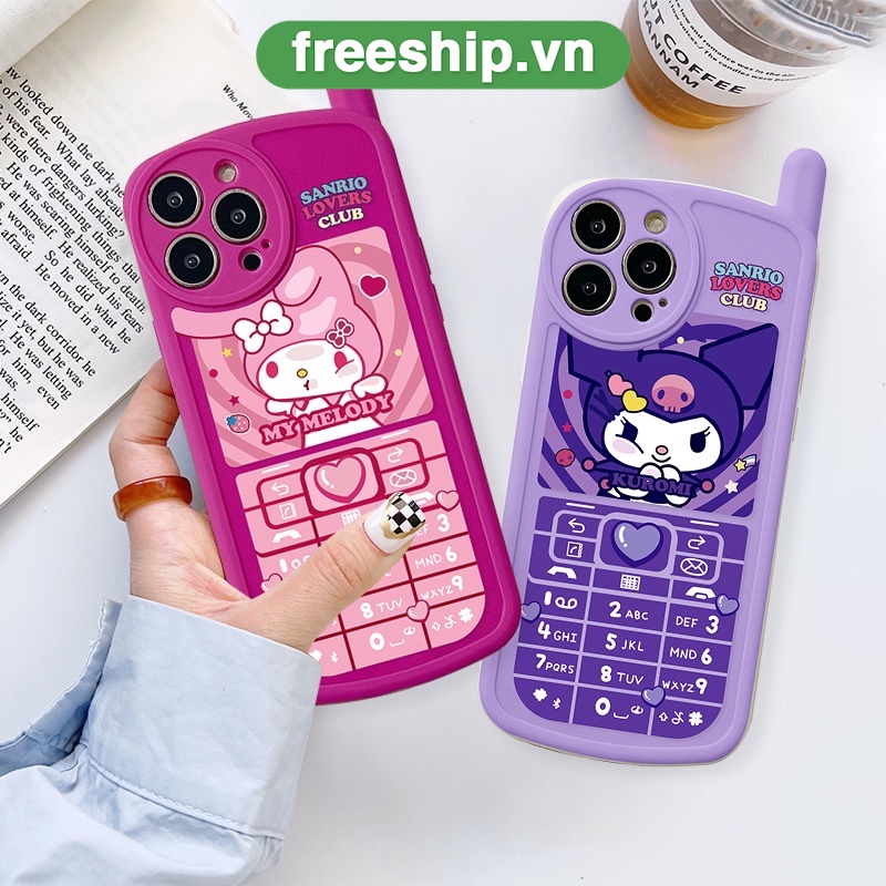 Ốp lưng iphone hình điện thoại Kuromi sanrio love đẹp 6/6splus/7/7plus/8/8plus/x/xr/xs/11/12/13/14/pro/max/plus/promax